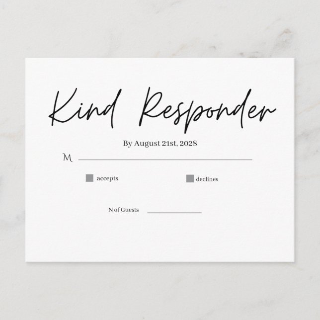 Minimal Elegant Wedding RSVP Postcard (Front)