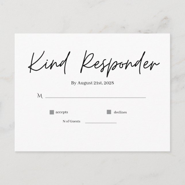 Minimal Elegant Wedding RSVP Postcard (Front)