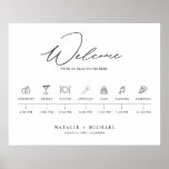 Minimal Elegant Wedding Welcome Sign with Timeline<br><div class="desc">Looking for a modern and elegant way to welcome your guests to your wedding? Look no further than this Minimal Elegant Wedding Welcome Sign with Timeline! Featuring a clean and simple black and white design, this sign includes a timeline of your wedding day events so that guests can easily keep...</div>