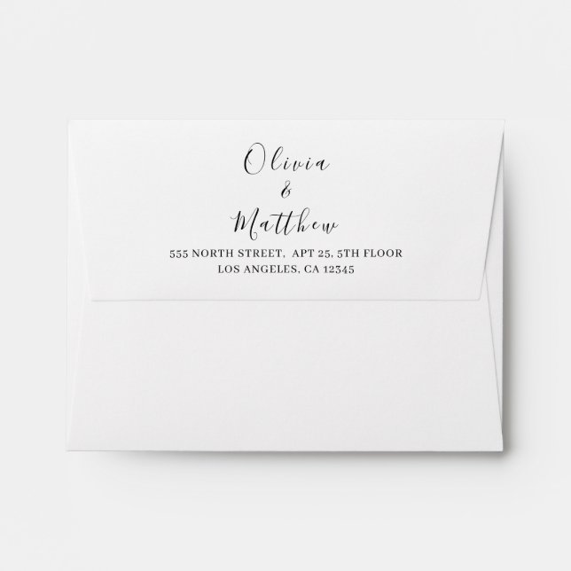 Minimal Elegant White Classic Wedding Envelope (Back (Top Flap))