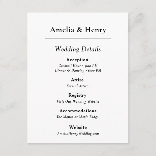 Minimal Elegant White Details Card