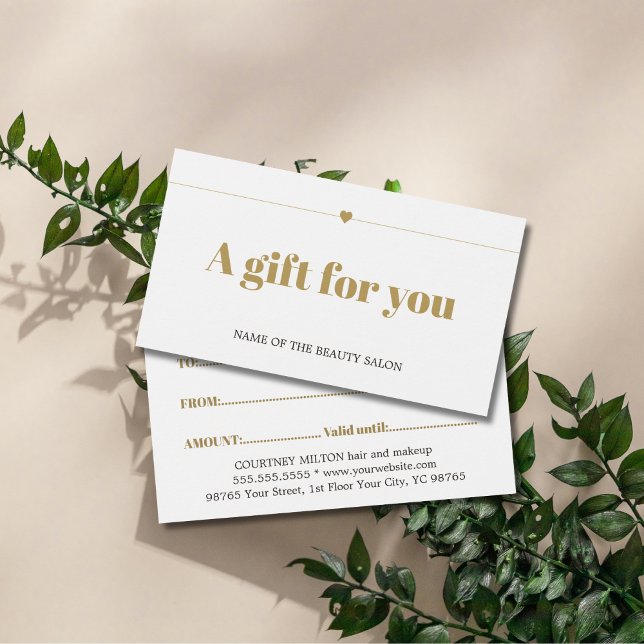 Minimal Elegant White Faux Gold Line Heart Beauty  (Creator Uploaded)