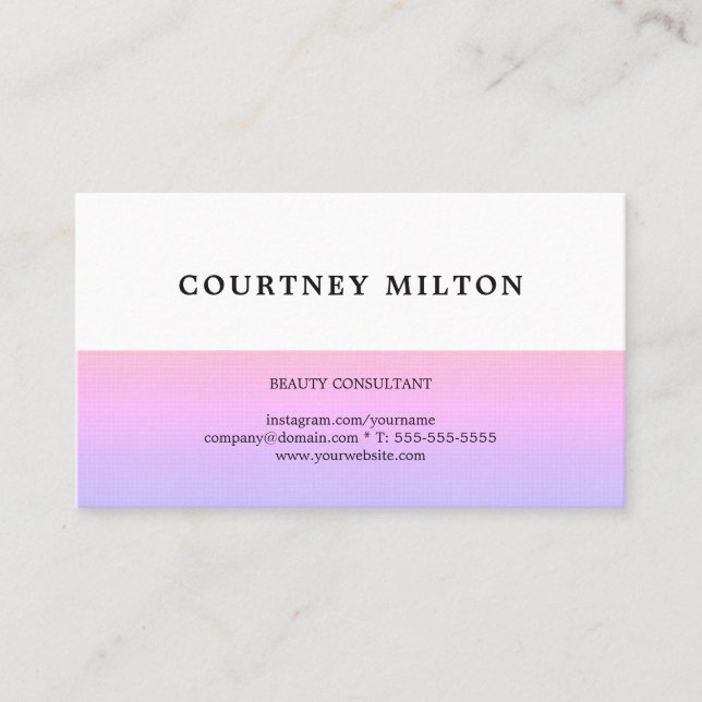 Minimal Elegant White Pale Pink Consultant Business Card (Front)
