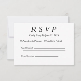 Minimal Elegant White RSVP Card