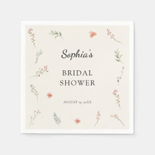 Minimal Elegant Wildflower Budget Bridal Shower Napkins