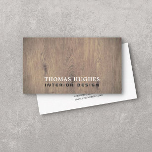 Minimal Elegant Wooden Interior Designer Business Card