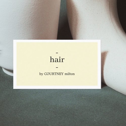 Minimal Elegant Yellow White Hairstylist Business Card
