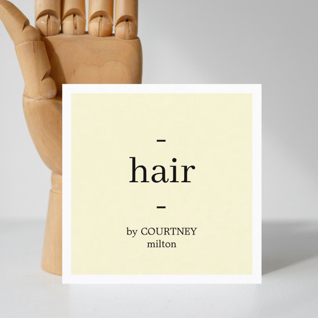 Minimal Elegant Yellow White Hairstylist  Square Business Card (Creator Uploaded)