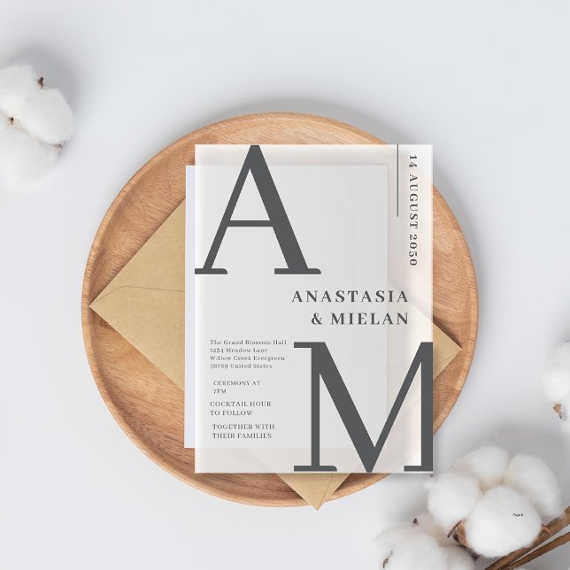 Minimal Elegent Black and white Luxury Wedding Acrylic Invitations (Creator Uploaded)