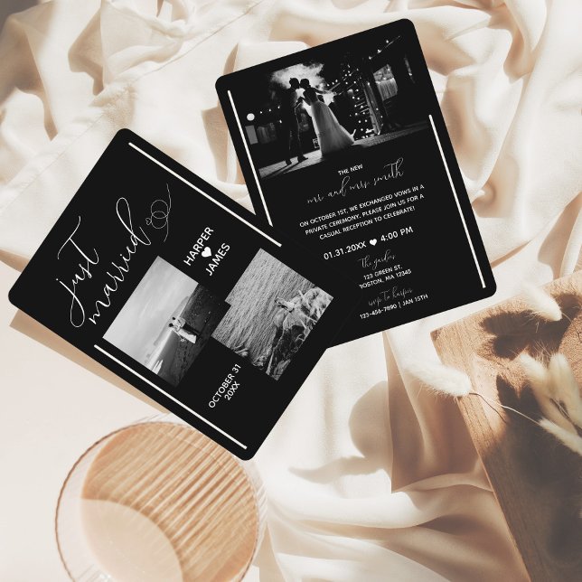 Minimal Elopement Reception Invite | Modern Black (Creator Uploaded)