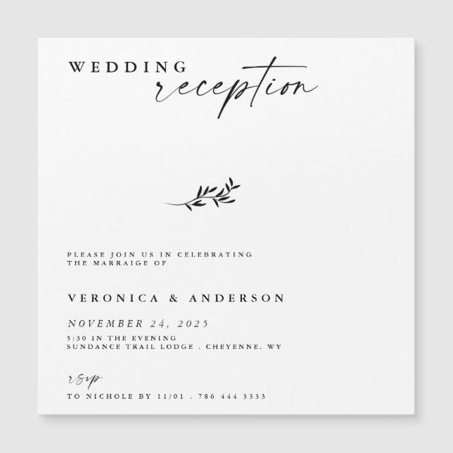 Minimal Elopement Reception Wedding Photo Invite (Front)