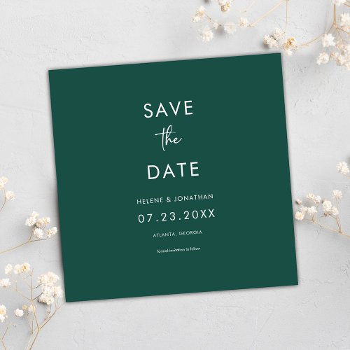 Minimal Emerald Green Wedding Save The Date