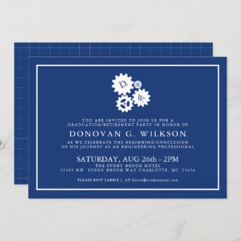 Minimal Engineer Graduation|retirement Navy Invite by colorjungle at Zazzle