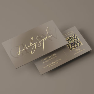 Minimal Esthetician Taupe Glow Specialist Gold  Foil Business Cards