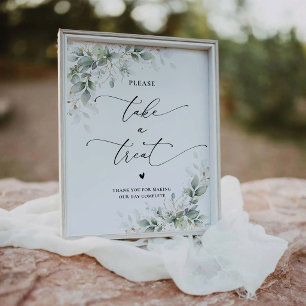 Minimal Eucalyptus Bridal Shower Take A Treat Sign