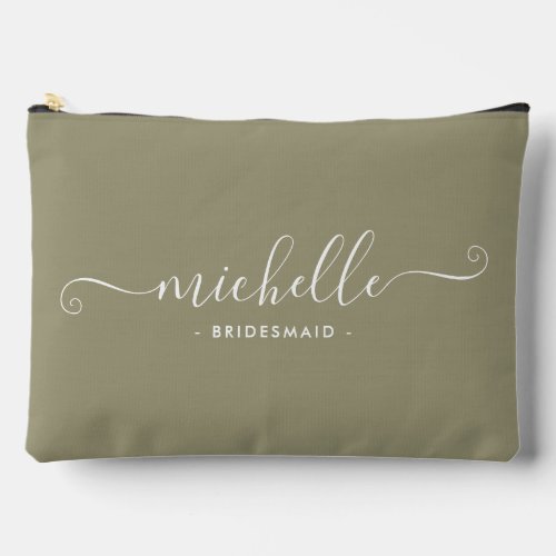 Minimal Eucalyptus Green Personalized Bridesmaid Accessory Pouch