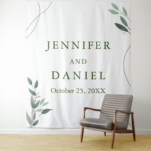 Minimal Eucalyptus Greenery Wedding Photo Backdrop