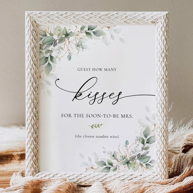 Minimal Eucalyptus How Many Kisses Sign (Creator Uploaded)