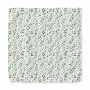 Minimal Eucalyptus Leaves Seamless Pattern Bandana