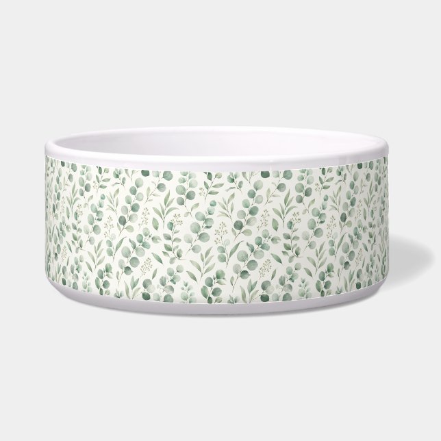 Minimal Eucalyptus Leaves Seamless Pattern Bowl (Front)