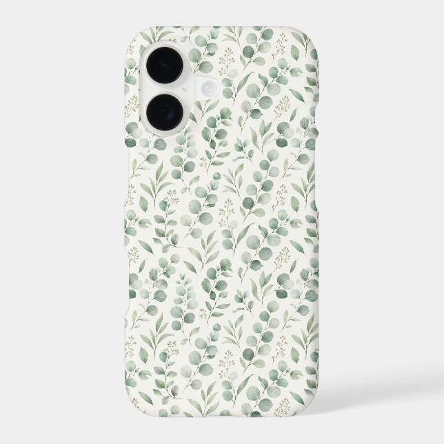Minimal Eucalyptus Leaves Seamless Pattern iPhone Case (Back)