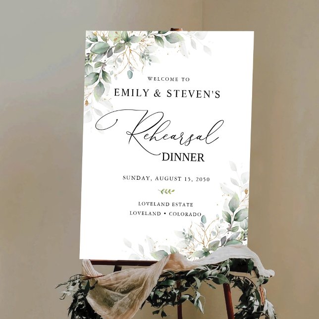 Minimal Eucalyptus Rehearsal Dinner Foam Board (Creator Uploaded)
