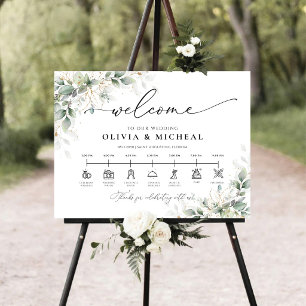 Minimal Eucalyptus Wedding Day Icons Timeline  Foam Board