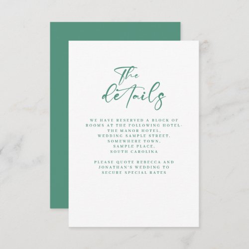 Minimal Eucalyptus Wedding Details Enclosure Card