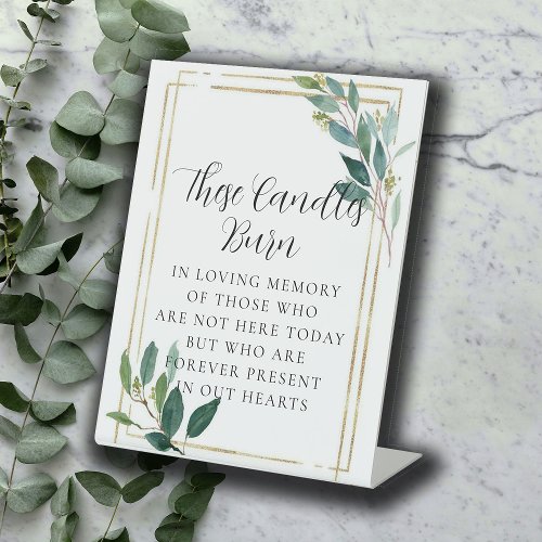 Minimal Eucalyptus Wedding Memorial Pedestal Sign