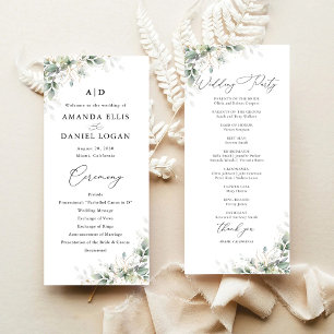 Minimal Eucalyptus Wedding Program