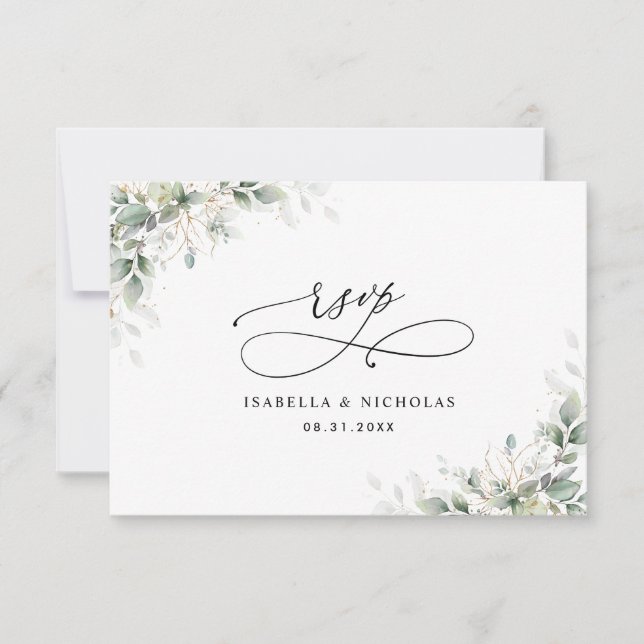 Minimal Eucalyptus Wedding RSVP Card (Front)