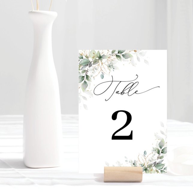 Minimal Eucalyptus Wedding Table Numbers (Creator Uploaded)