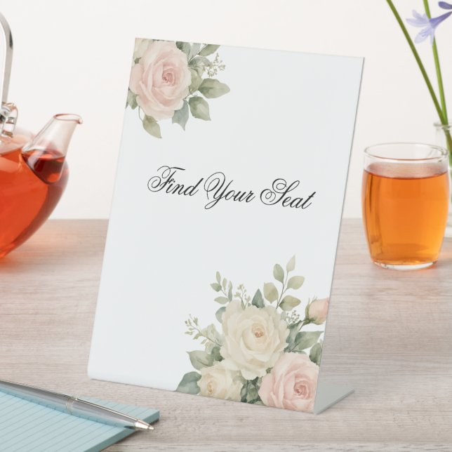 Minimal Eucalyptus Wedding Tabletop Sign (In SItu)