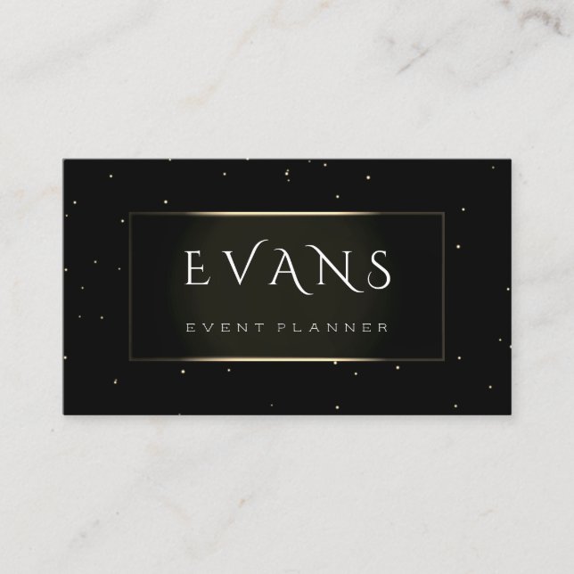 Minimal Event Planner Black Gold Light Framed Blog Appointment Card (Front)
