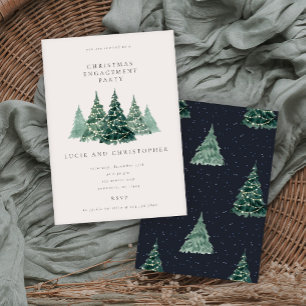 Minimal Evergreen Christmas Engagement Party Invitation
