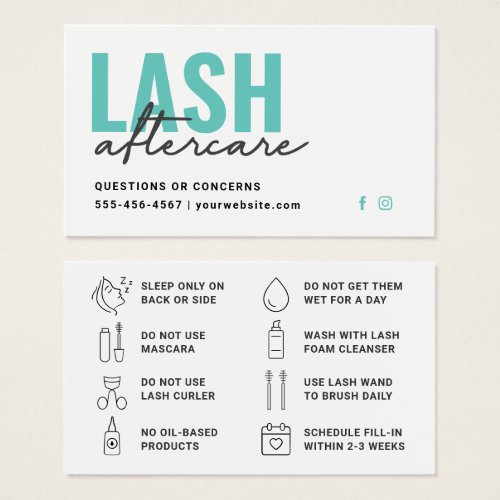 Minimal Eyelash Extensions Lash Aftercare Card