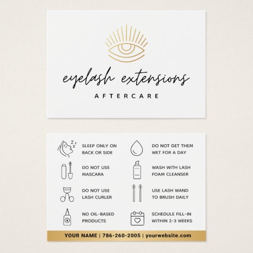 Minimal Eyelash Extensions Lash Aftercare Card