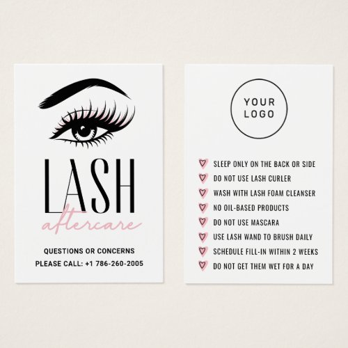 Minimal Eyelash Extensions Lash Aftercare Card