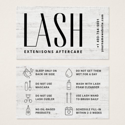 Minimal Eyelash Extensions Lash Aftercare Card