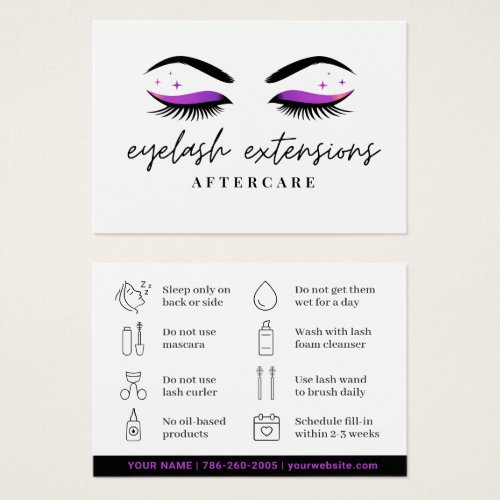 Minimal Eyelash Extensions Lash Aftercare Card