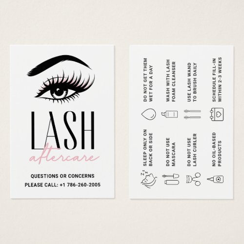 Minimal Eyelash Extensions Lash Aftercare Card