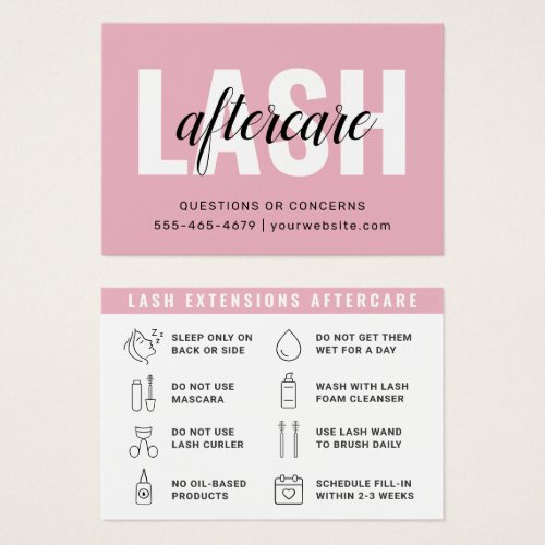 Minimal Eyelash Extensions Lash Aftercare Card