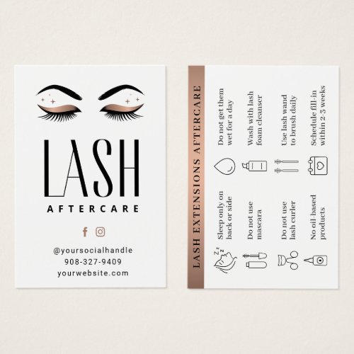 Minimal Eyelash Extensions Lash Aftercare Card