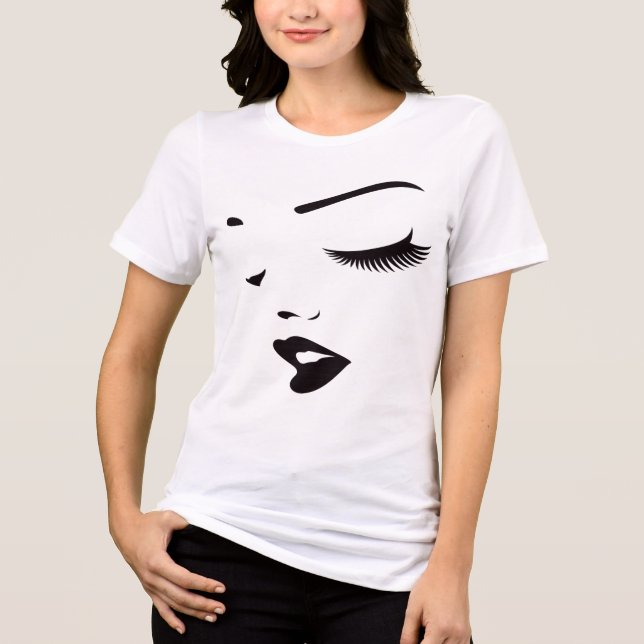 Minimal Face Line Art Women’s T-Shirt Tri-Blend Shirt (Front)