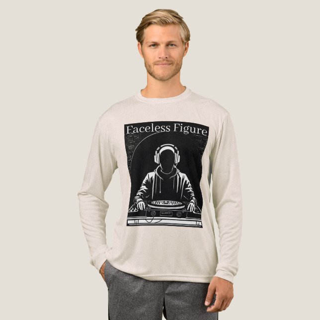 Minimal Faceless DJ Logo (Simple Line Vector) Tri-Blend Shirt (Full Front)