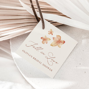 Minimal Fall Leaves "Fall in Love" Bridal Shower Favor Tags