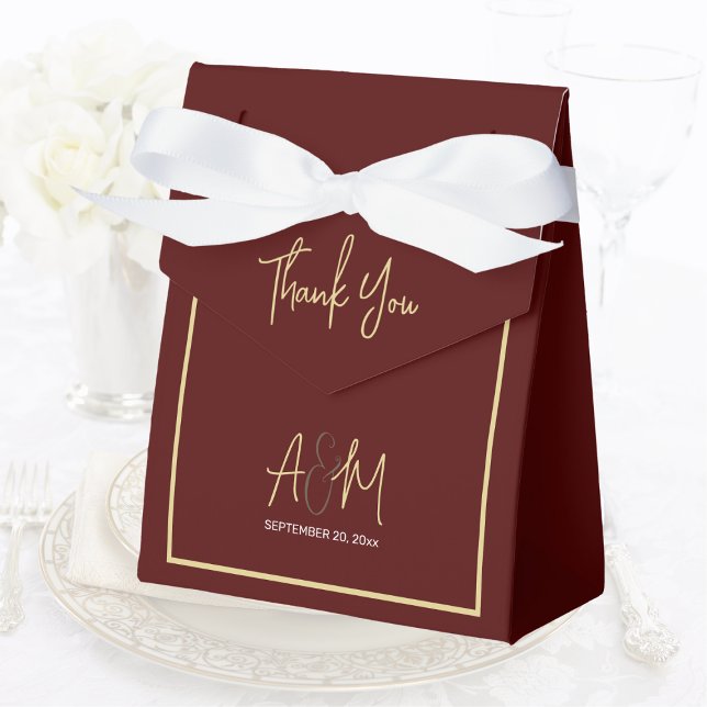 Minimal Fall Winter Burgundy Jewel Tone Wedding Favor Boxes (Creator Uploaded)