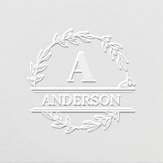 Minimal Family Name Wedding Monogram Initials  Embosser