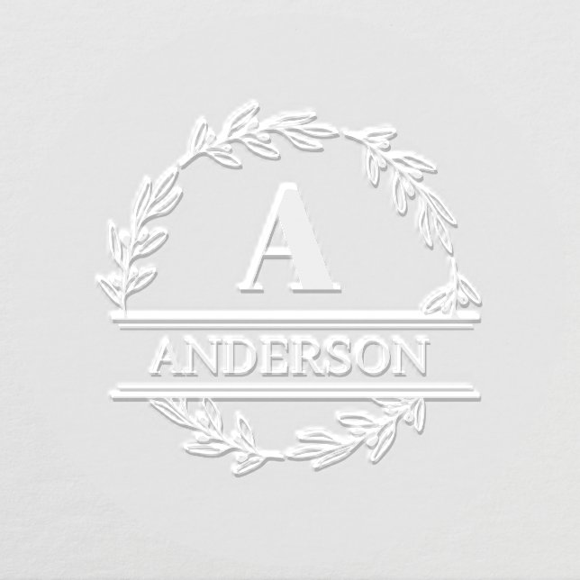 Minimal Family Name Wedding Monogram Initials  Embosser (Design)