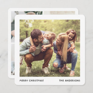 Minimal Family Name & Year Christmas Photo Collage Holiday Card